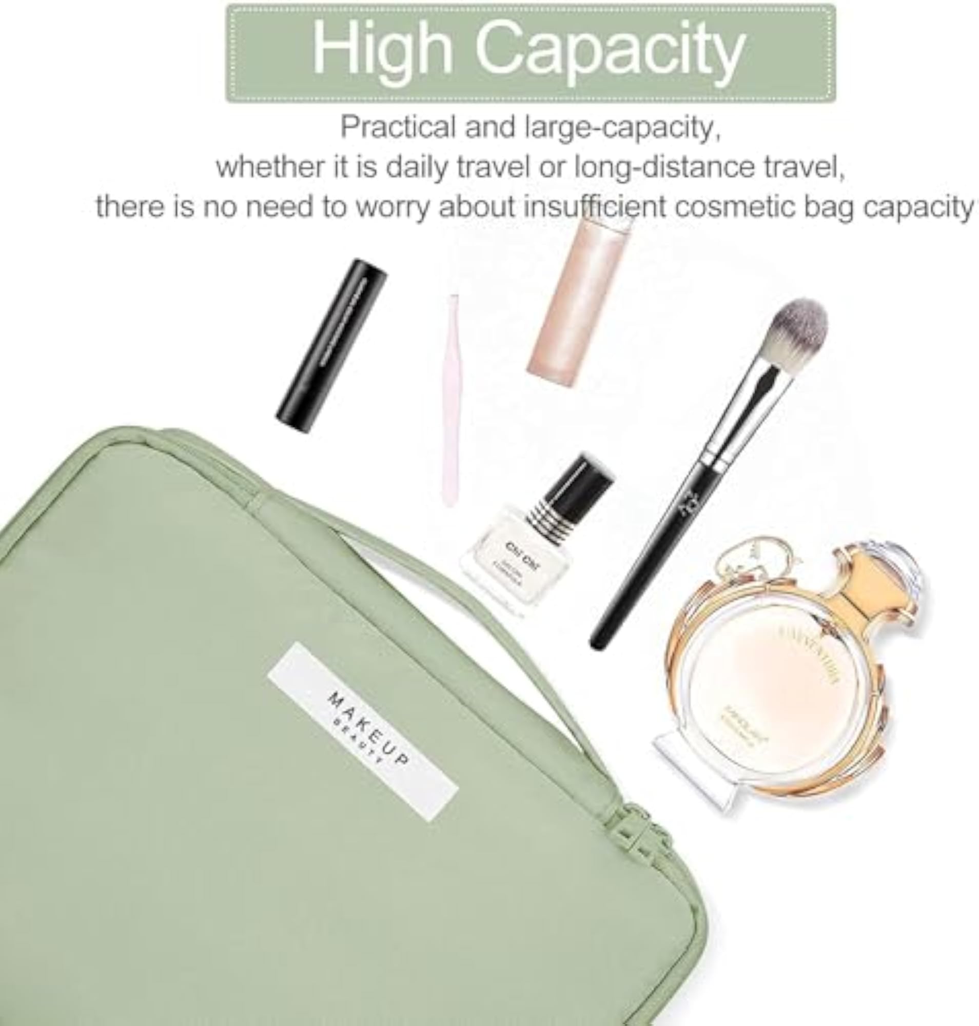 Large Polyester Makeup Bag with Zipper